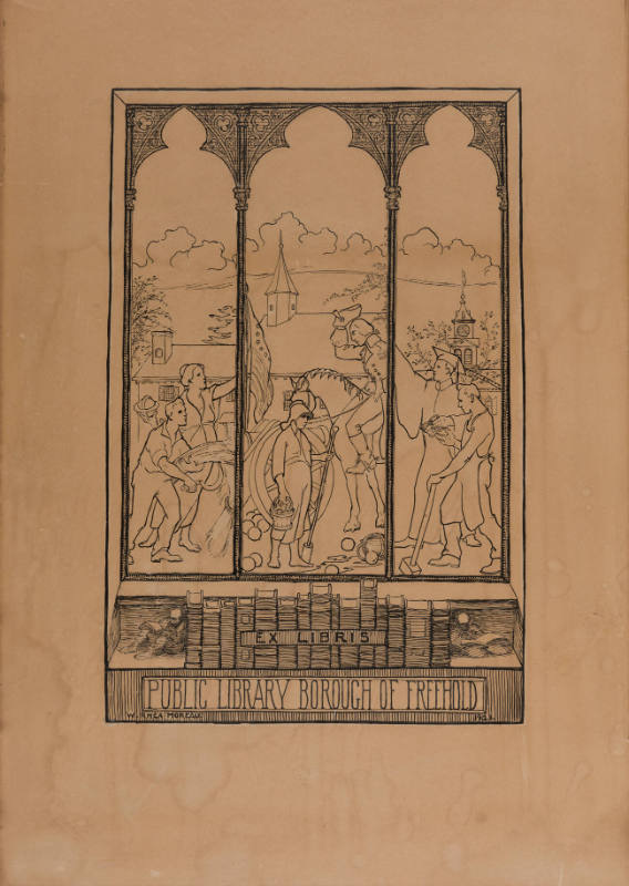 Freehold Library Bookplate Drawing