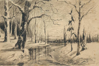 Winter Landscape with Trees and Stream